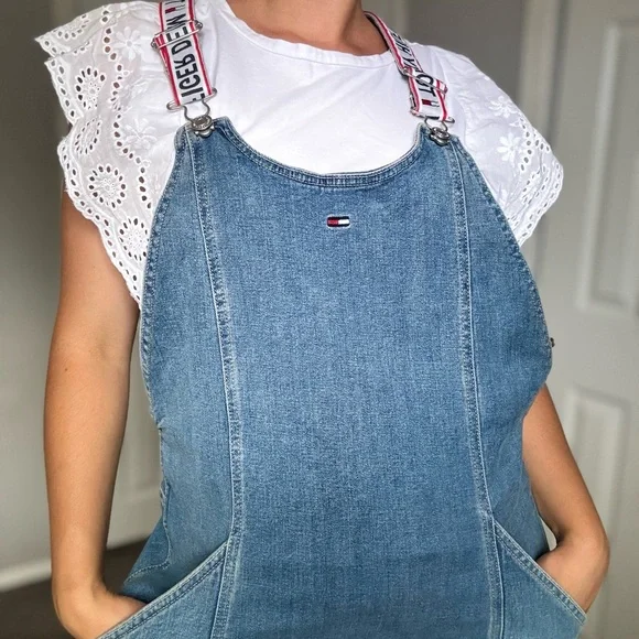 Tommy Hilfiger• y2k style denim overall short dress - Picture 2 of 9